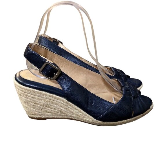 Nurture Toshe Espadrilles Peek Toe Sandals Womens 8M Used Blue Leather - Picture 5 of 16